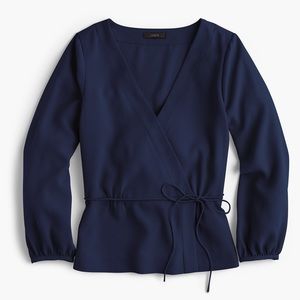 J Crew Navy Drapey Wrap Top